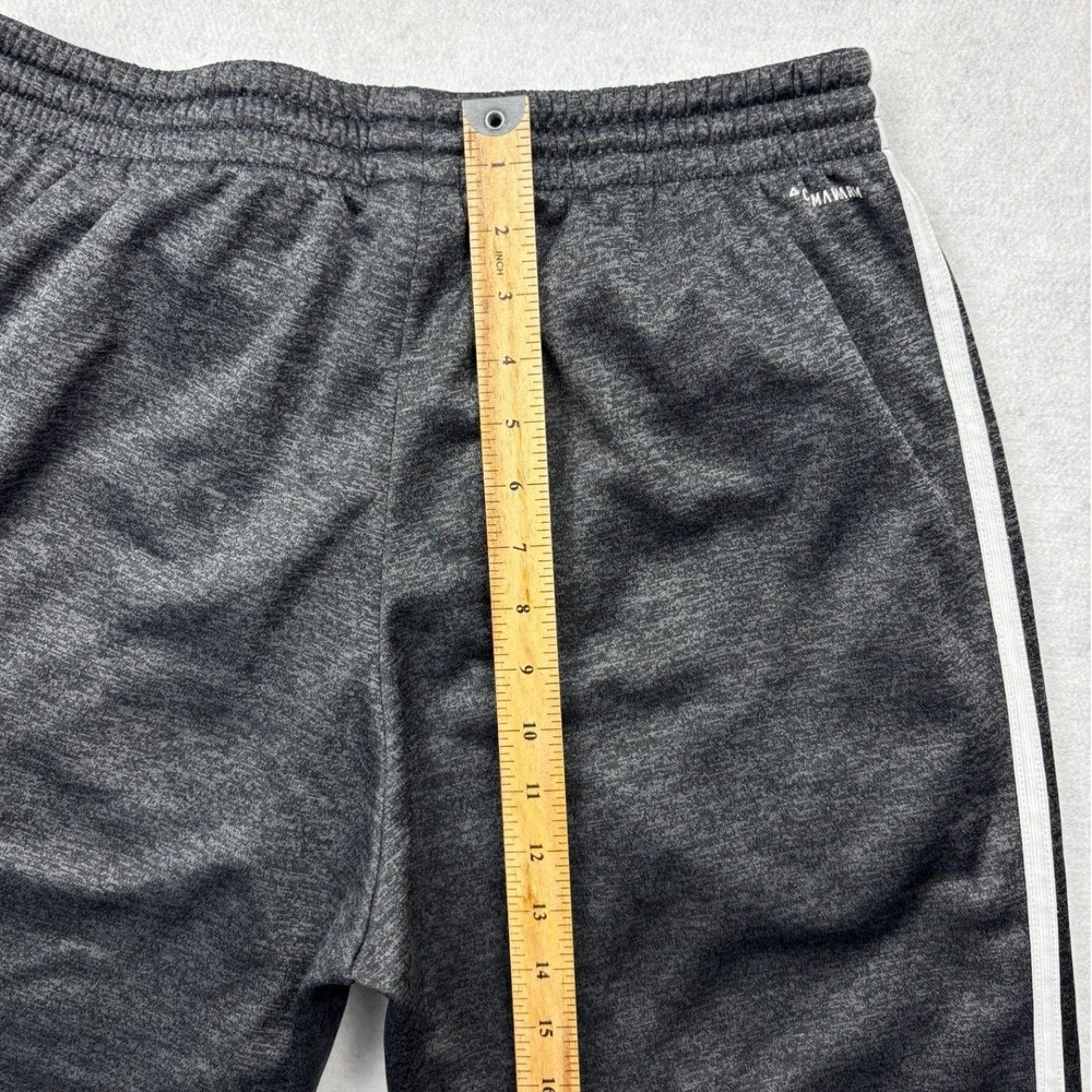 adidas 3 Stripe Track Pants Mens Large Charcoal Gray Heather Fleece Sweatpants